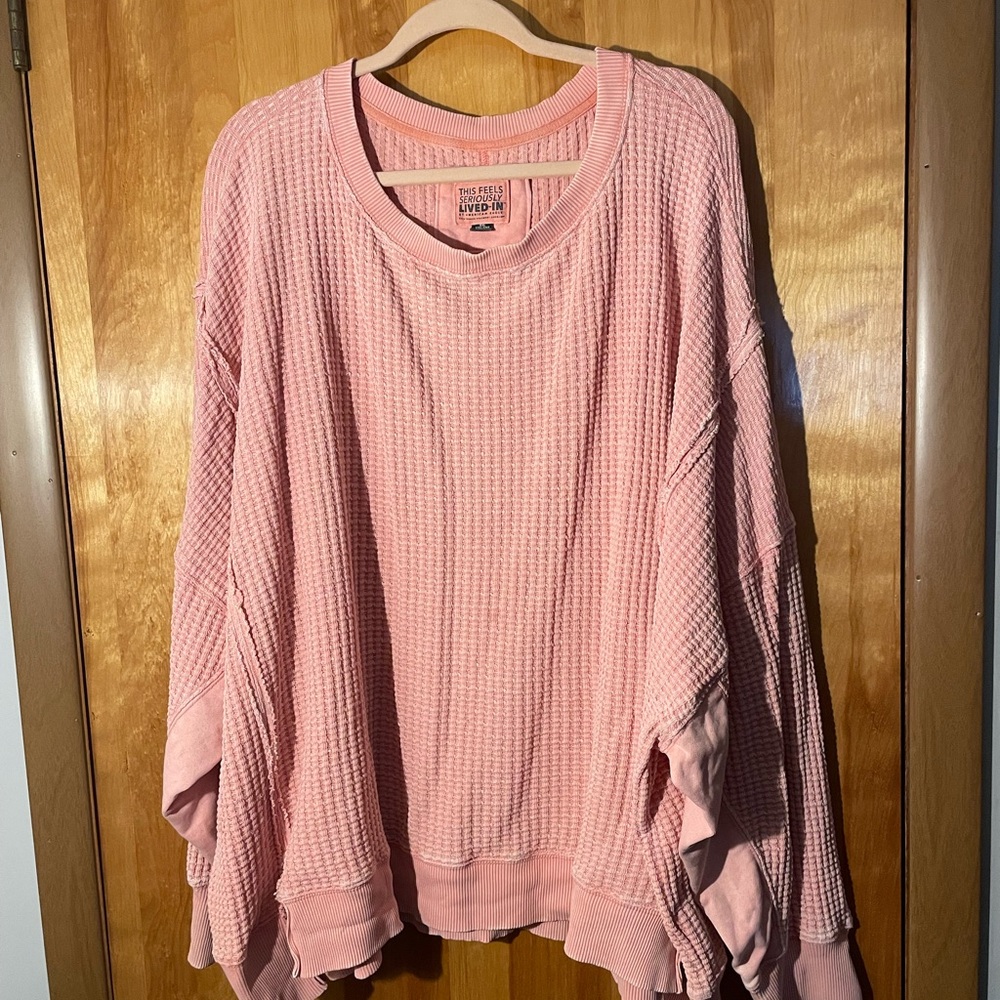 American Eagle Big Hug Waffle Crew Neck Sweatshirt